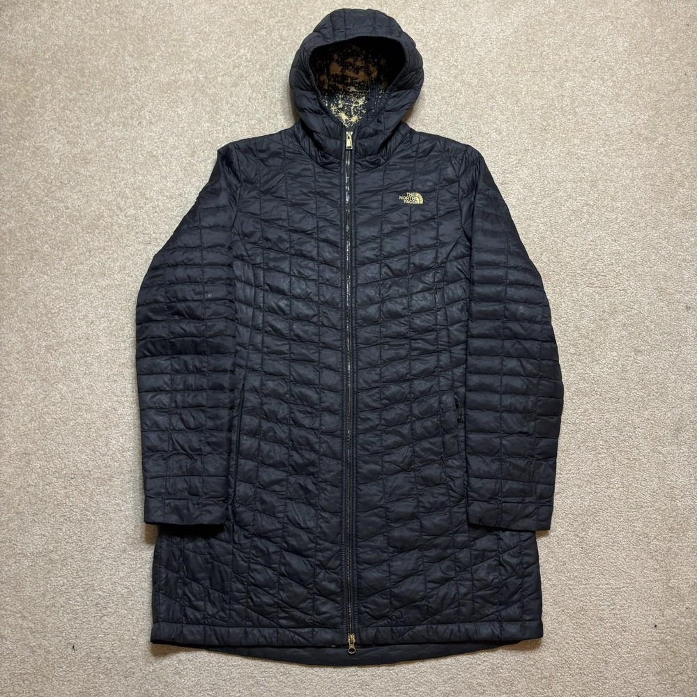The North Face ThermoBall Parka Jacket Womens XL Black Hooded Quilted Puffer